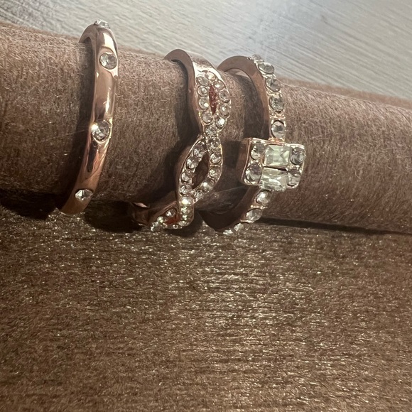 3-Piece Set, 18k Rose Gold Plated Stacking Rings With zirconia - Picture 6 of 6